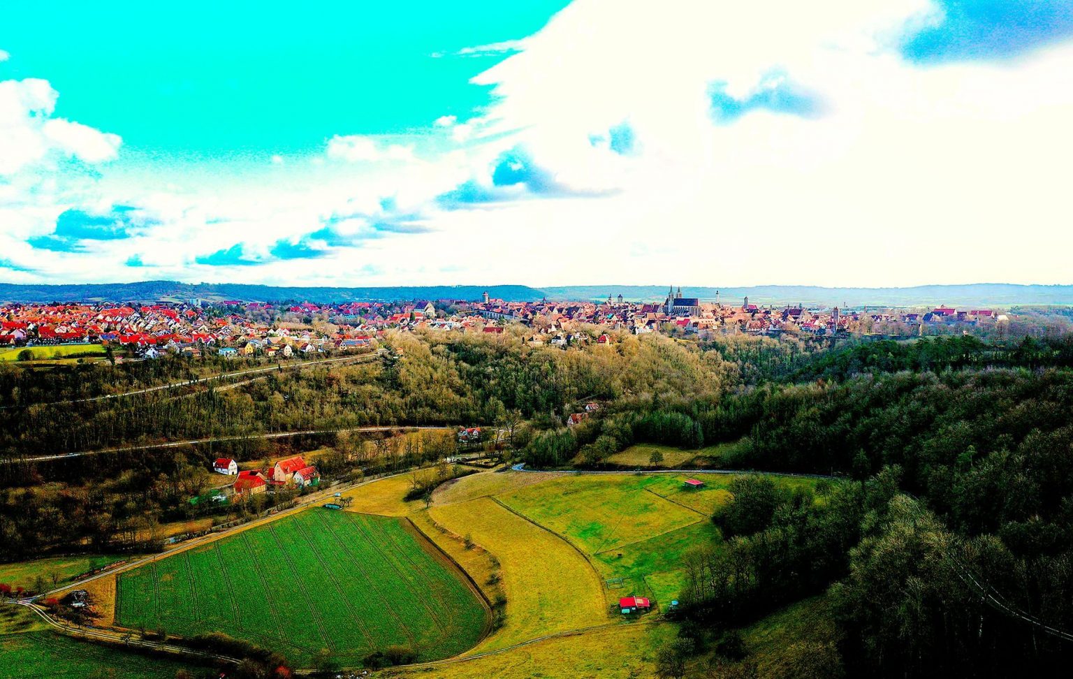 Rothenburg o.d.T. von einer Drohne aus gesehen